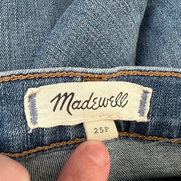 Madewell High Rise Petite Stovepipe Slim Straight Jeans Distressed Frayed Hem 25 - Picture 7 of 14